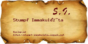 Stumpf Immakuláta névjegykártya